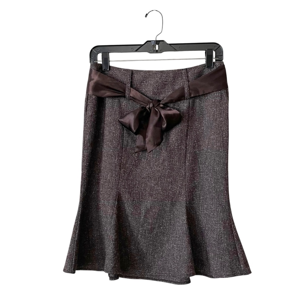 Charlotte Russe Pencil Skirt Womens Size S Brown Knit Flare Belted Stretch Work